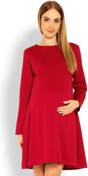 Be MaaMaa Elegantní volné těhotenské šaty dl. rukáv - bordo,červené, L/XL - obrázek 9