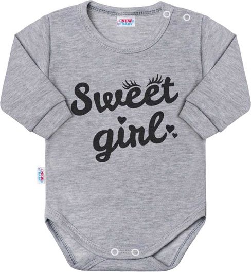Kojenecké body s dlouhým rukávem New Baby Sweet girl šedé - 80 (9-12m) - obrázek 1