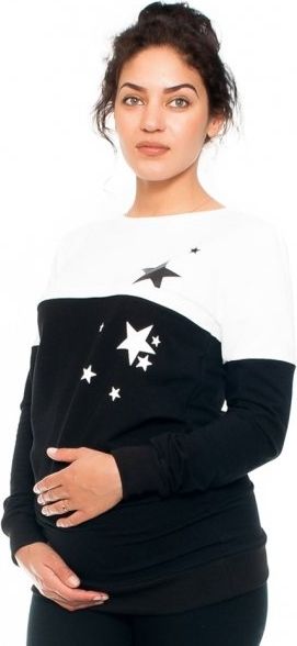Be MaaMaa Těhotenské a kojící triko/mikina Stars, dlouhý rukáv, černo-bílá, vel. S - obrázek 13