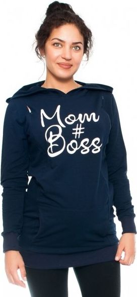 Be MaaMaa Těhotenské a kojící triko/mikina Mom Boss, dl. rukáv, granát, vel. M - obrázek 10
