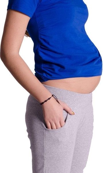 Be MaaMaa Těhotenské trubkové tepláky - šedý melírek - obrázek 6