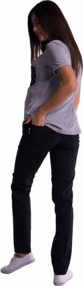 Be MaaMaa Těhotenské kalhoty s mini těhotenským pásem - černé - obrázek 19