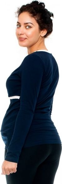 Be MaaMaa Těhotenské a kojící triko Aldona, dlouhý rukáv, granátové, vel. L - obrázek 7