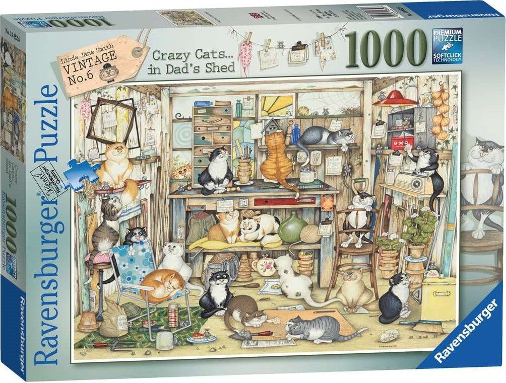 RAVENSBURGER Puzzle Crazy Cats: Tátova chalupa 1000 dílků - obrázek 2