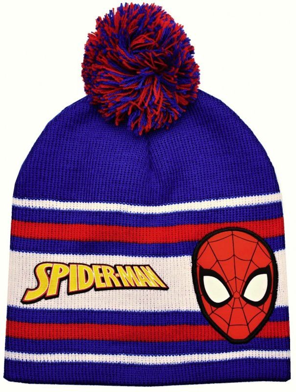 E plus M · Chlapecká zimní čepice s bambulí Spiderman - modrá 52 - obrázek 1