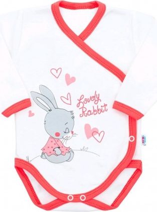 Dětské body s bočním zapínáním New Baby Lovely Rabbit růžové, Růžová, 56 (0-3m) - obrázek 1