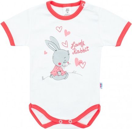 Dětské body s krátkým rukávem New Baby Lovely Rabbit růžové, Růžová, 68 (4-6m) - obrázek 1