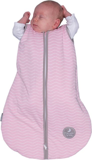 Natulino dětský spací pytel pro miminko, NATURAL PINK WHITE WAVES / WARM GREY, 2vrstvý, N (0 - 3 měsíce) - obrázek 2