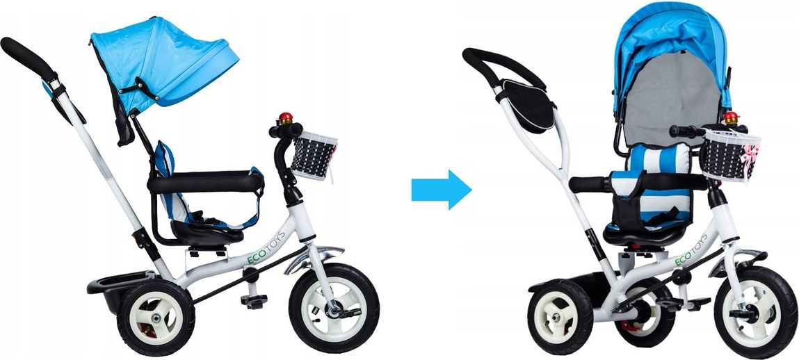 Tříkolka s vodicí tyčí a otočným sedátkem - modrá TWB Balance - Blue - obrázek 2