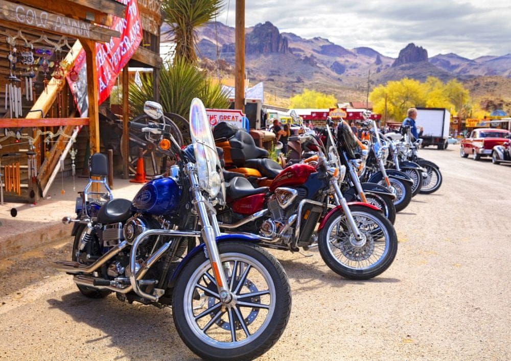 Blue Bird Puzzle 1000 dílků Rt 66 Fun Run Oatman Motorcycles 4-16 8377 - obrázek 1