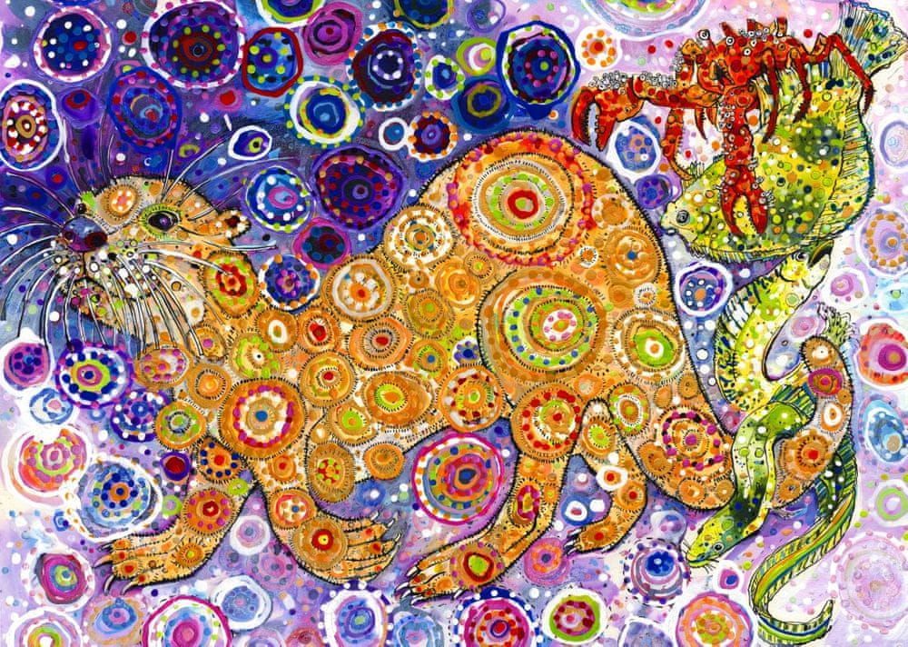 Grafika Puzzle 500 dílků Sally Rich - Otters Catch - obrázek 1