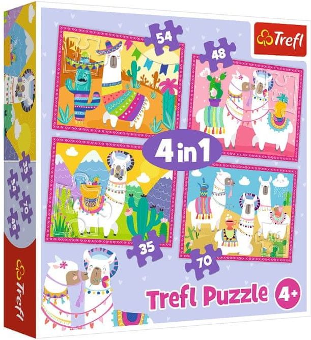Trefl 4 Puzzles - Llamas on Vacation - obrázek 1