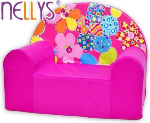 Dětské křesílko/pohovečka Nellys ® - Květinky v růžové - obrázek 1