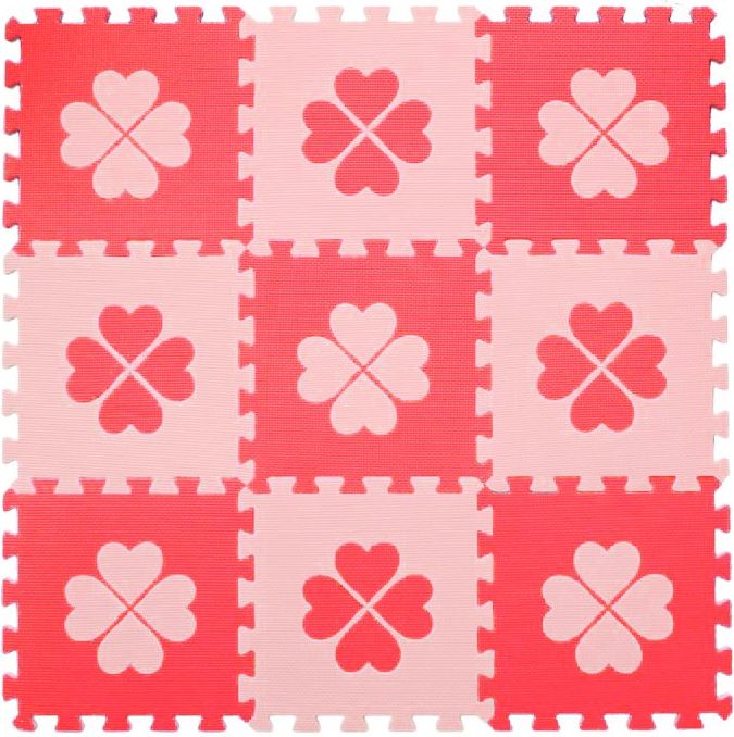 Pěnové BABY puzzle Červené čtyřlístky Č (29,5x29,5) - obrázek 1