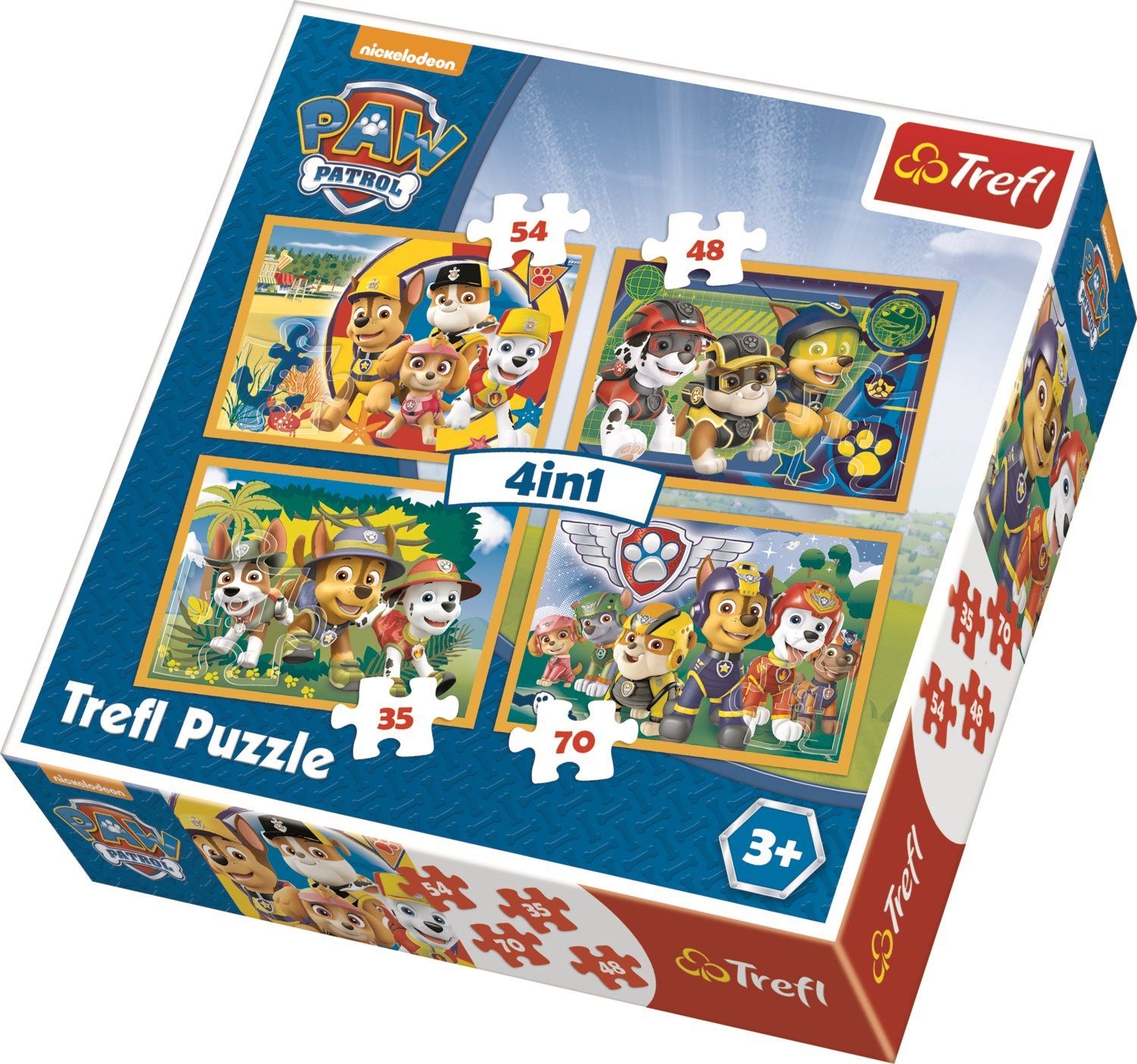 TREFL Puzzle Tlapková patrola: Vždy včas 4v1 (35,48,54,70 dílků) - obrázek 1