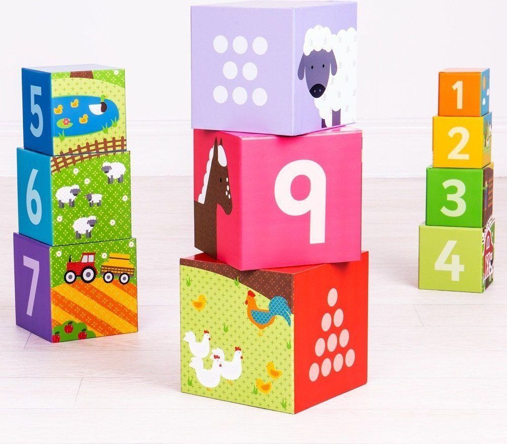 Bigjigs Toys Dřevěné didaktické kostky farma - obrázek 1