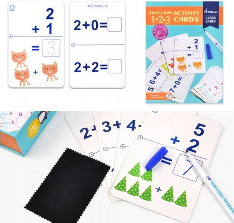 MIDEER Učící stírací karty 1+2 rovná se 3 - obrázek 4