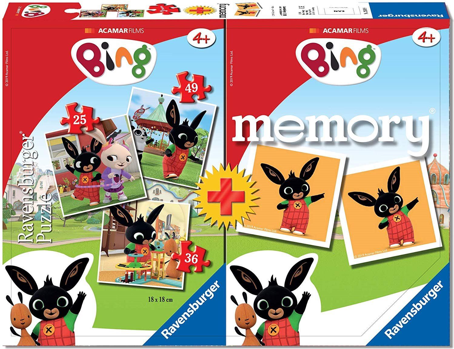 RAVENSBURGER Puzzle Bing 3v1 (25,36,49 dílků) + pexeso - obrázek 1