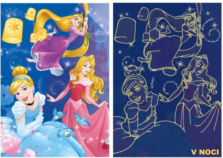 DINO Svítící puzzle Disney princezny XL 100 dílků - obrázek 1