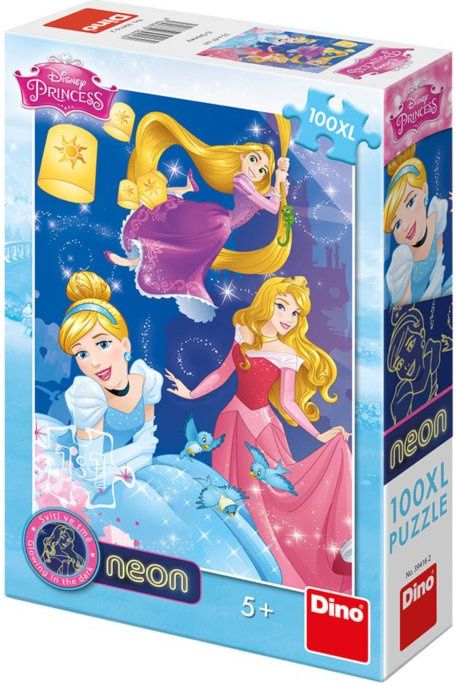 DINO Svítící puzzle Disney princezny XL 100 dílků - obrázek 3