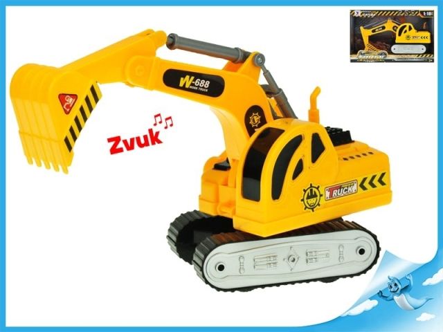 Bagr 28cm na setrvačník na baterie se zvukem v krabičce - obrázek 1