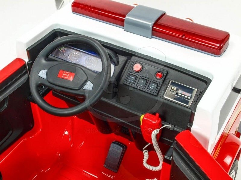 Elektrické autíčko pro 2 děti Hasiči 4x4 s hasicí soupravou - obrázek 13