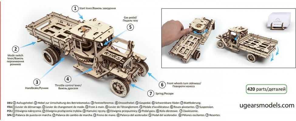 UGEARS 3D puzzle Truck UGM-11 420 dílků - obrázek 9