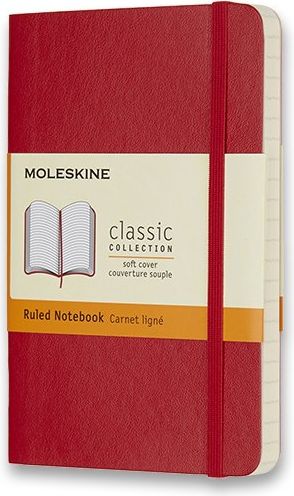 Moleskine Zápisník - měkké desky červený linkovaný A6, 96 listů - obrázek 1