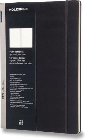 Moleskine Zápisník Workbook - tvrdé desky A4, čistý, černý 21 x 29,7 cm, 88 listů - obrázek 1