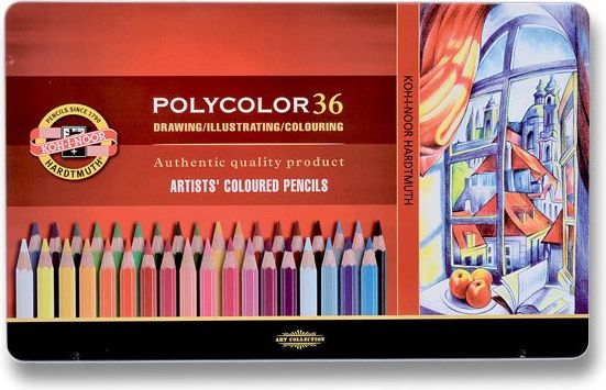 Koh-i-noor Umělecké pastelky Polycolor 3825 plechová krabička, 36 ks - obrázek 1