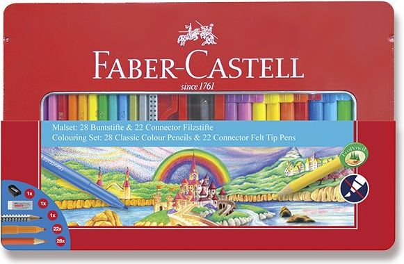 Faber-Castell Kreativní sada - fixy Connector a pastelky 50 kusů 5551 - obrázek 1