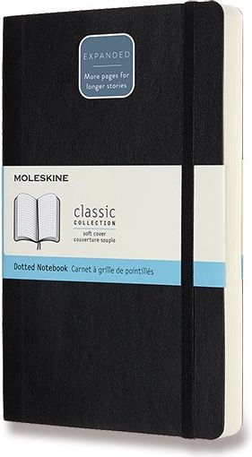 Moleskine Zápisník Expanded - měkké desky L, tečkovaný, černý A5, 200 listů - obrázek 1