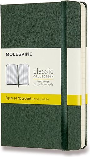 Moleskine Zápisník - tvrdé desky tm. zelený A6, 96 listů  čtverečkovaný - obrázek 1