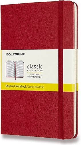 Moleskine Zápisník - tvrdé desky červený C6, 104 listů čtverečkovaný - obrázek 1