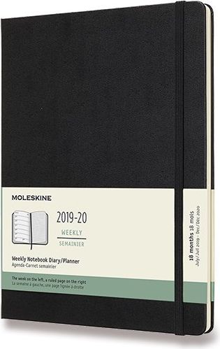 Moleskine 18měsíční diář 2019-20 - tvrdé desky černý B5 - obrázek 1