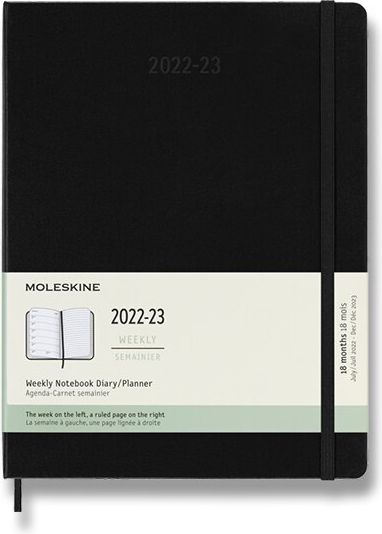 Moleskine 18měsíční diář 2022-23 - tvrdé desky černý B5 - obrázek 1