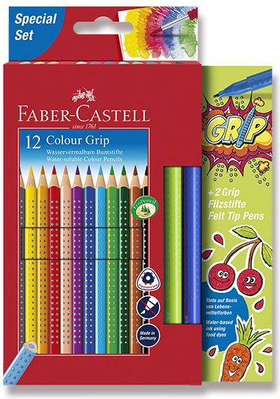 Faber-Castell Pastelky Grip 2001 12 ks + 2 fixy - obrázek 1