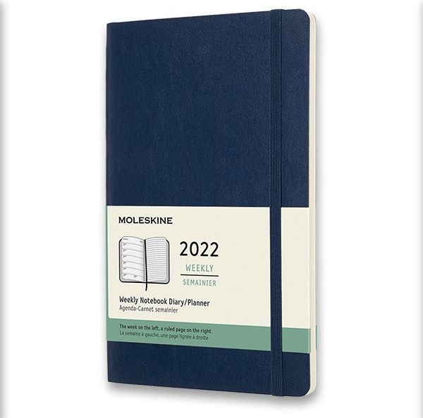 Moleskine Diář 2022 - měkké desky modrý týdenní A5 - obrázek 1