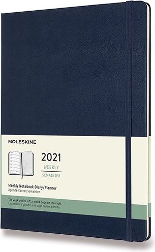 Moleskine Diář 2021 - tvrdé desky modrý B5 72 listů týdenní - obrázek 1
