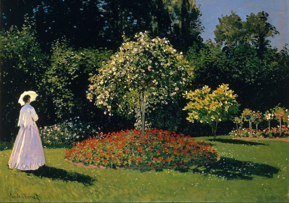 Grafika Puzzle 1000 dílků Claude Monet : Dame en Blanc au Jardin, 1867 - obrázek 1