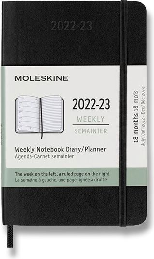Moleskine 18měsíční diář 2022-23 - měkké desky černý týdenní A6 - obrázek 1