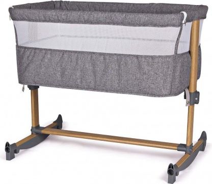 Přístavná postýlka k posteli rodičů s houpačkou Baby Mix Grey, Šedá - obrázek 1