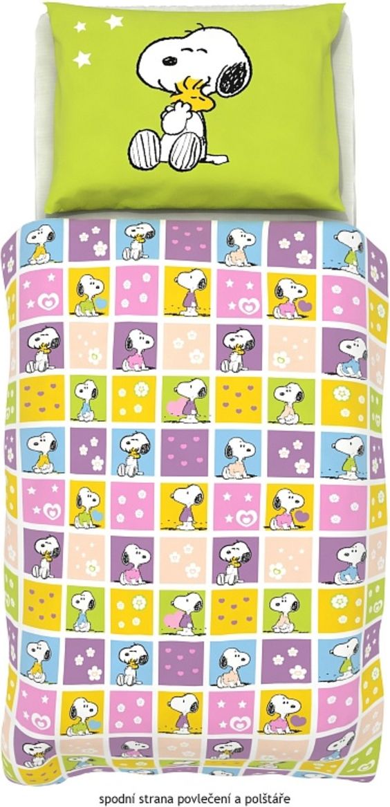 Povlečení Matějovský Snoopy buddy 200x140 cm 70x90 zelená žlutá - obrázek 2