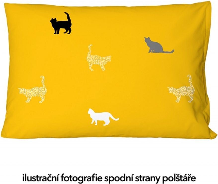 Povlečení Matějovský Cat Silhouettes 200x140 cm 70x90 bílá černá - obrázek 3