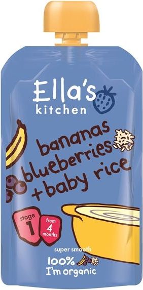 Ellas Kitchen BIO Dětská rýže banán a borůvky kapsička 120 g - obrázek 1