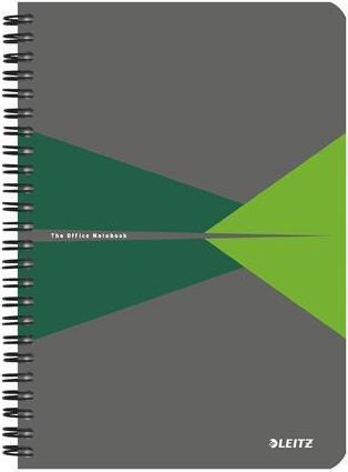 Leitz blok "Office", šedo-zelená, drátěná kroužková vazba, A5, čtverečkovaný, plastový povrch 90 listů - obrázek 1