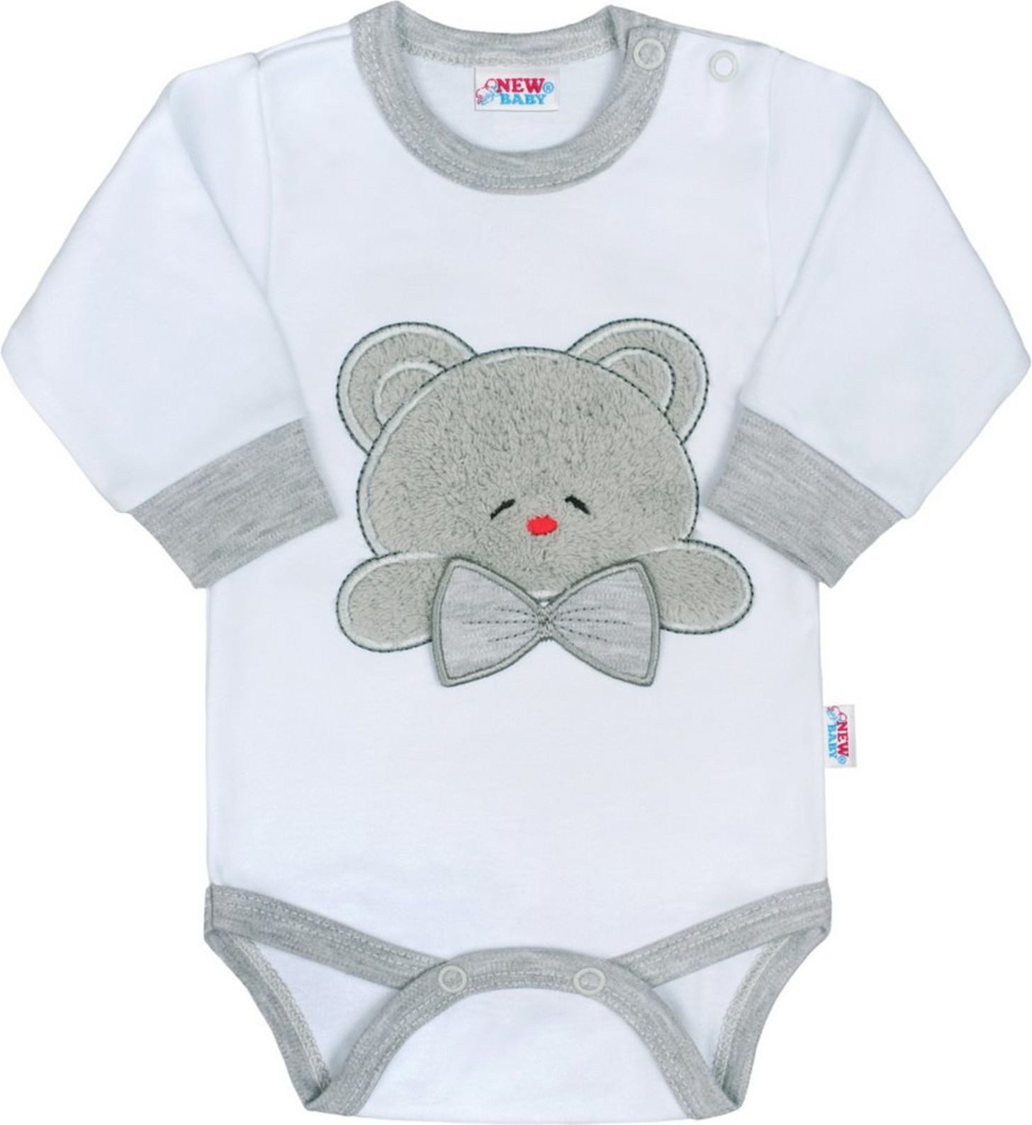 Luxusní kojenecké body s dlouhým rukávem New Baby Honey Bear s 3D aplikací - 68 (4-6m) - obrázek 1