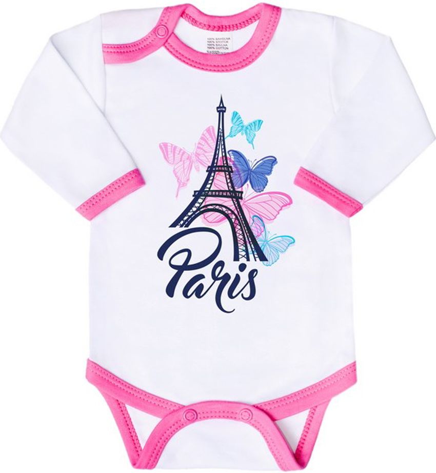 Kojenecké body s dlouhým rukávem New Baby Towns růžové - 80 (9-12m) - obrázek 1