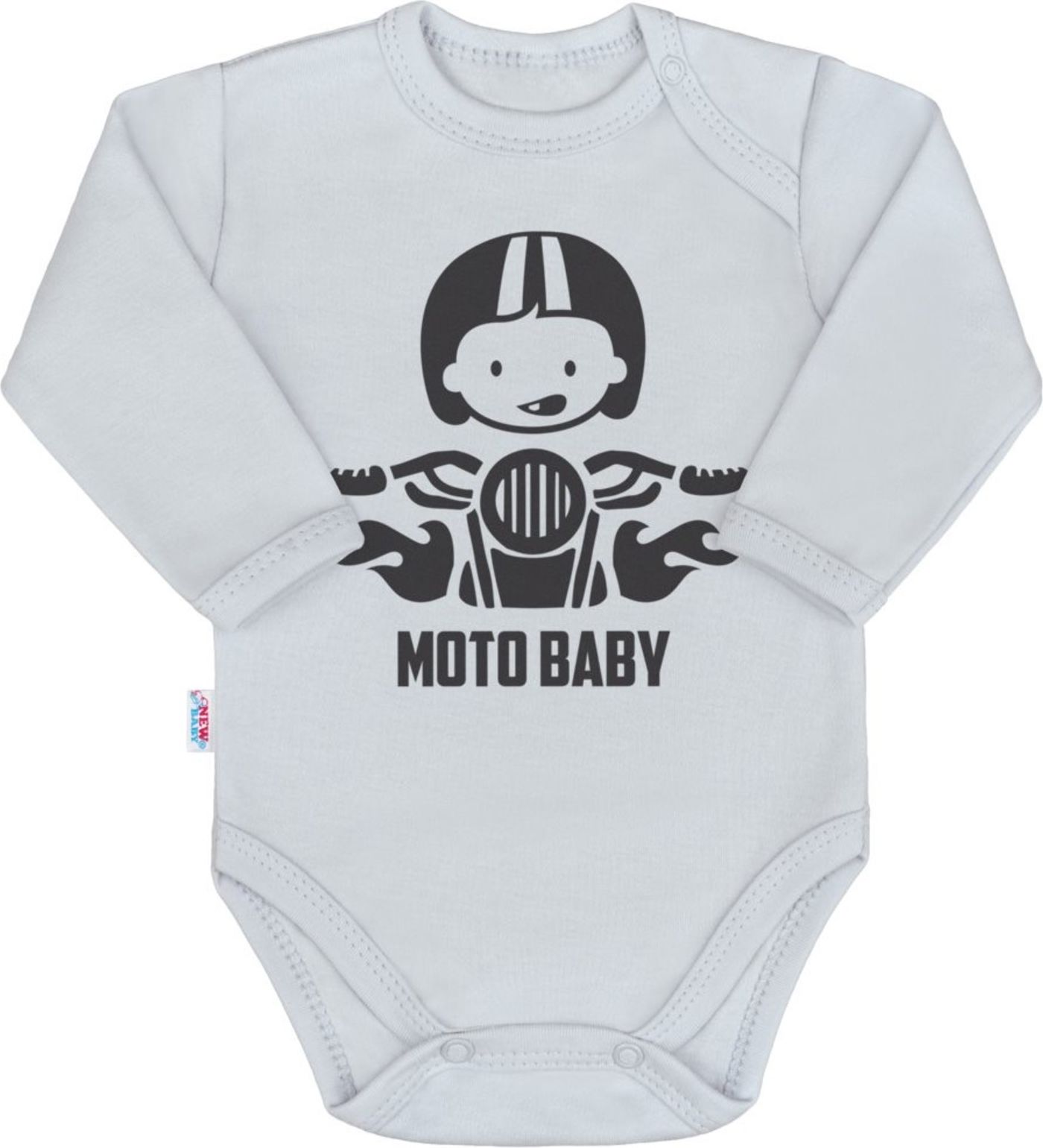 Body s potiskem New Baby Moto baby šedé - 56 (0-3m) - obrázek 1