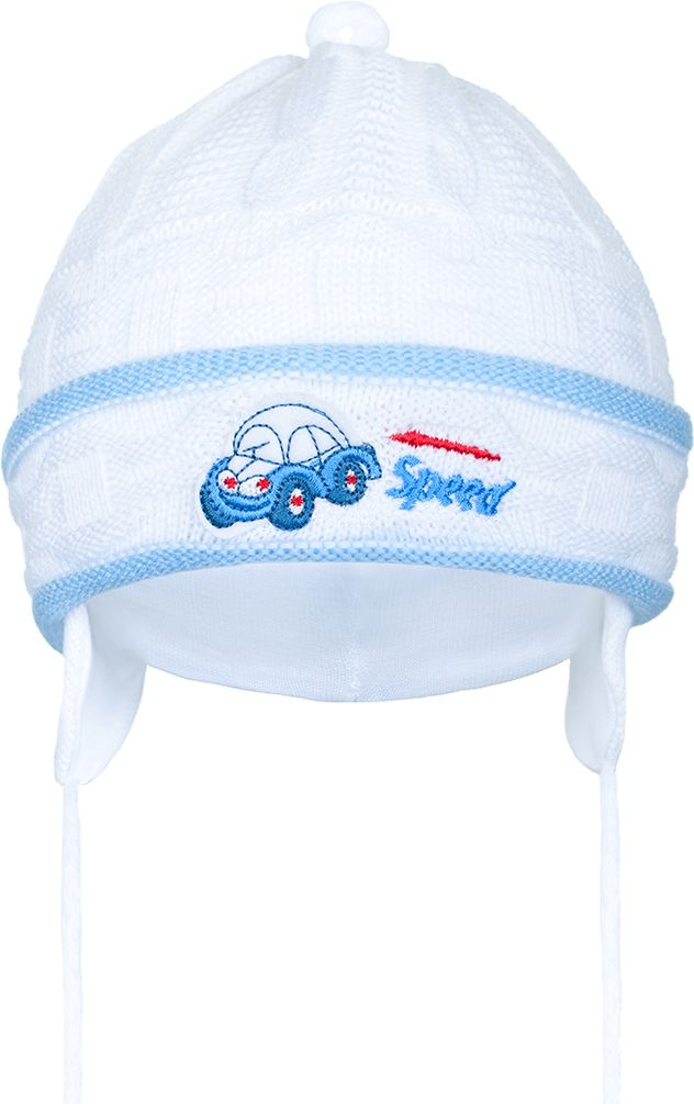 Pletená dětská čepička New Baby Speed bílo-modrá - 80 (9-12m) - obrázek 1